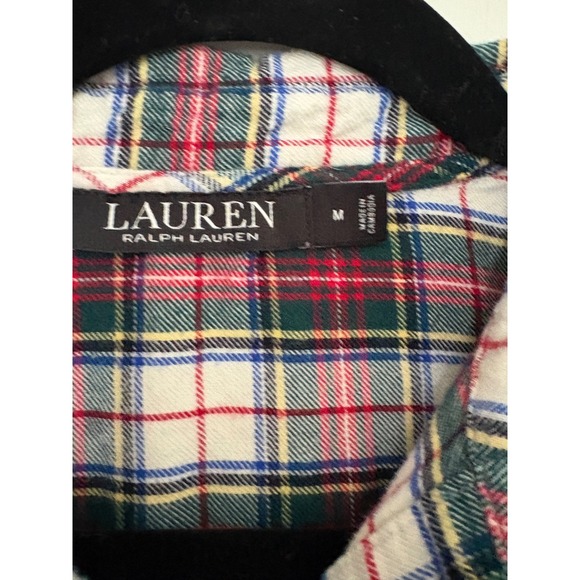 Lauren Ralph Lauren Flannel Cotton Sleep Shirt Plaid Embroidered‎ Logo Cabincore - Picture 5 of 12